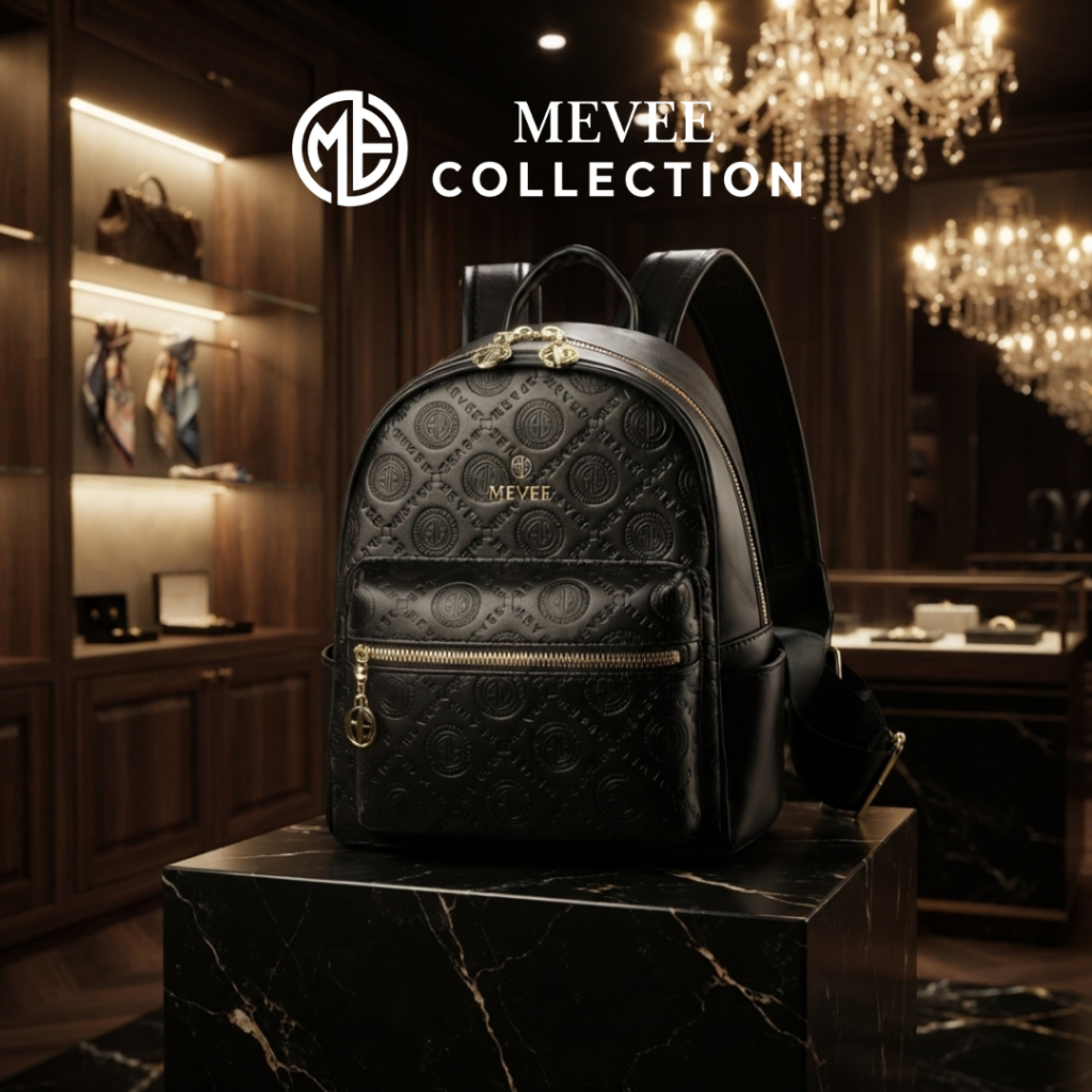 MEVEE VELA B07 Embossed Mini Backpack with Gold Details
