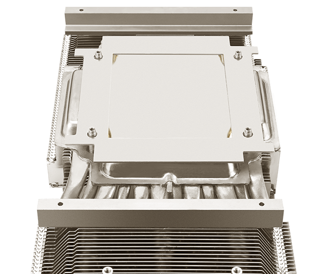 Vapor chamber + 12 heatpipes · steady under load